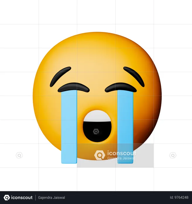 Loudly Crying Face Emoji Emoji 3D Icon