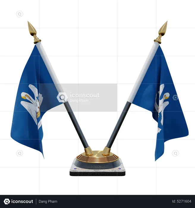 Louisiana Double (V) Desk Flag Stand Flag 3D Icon