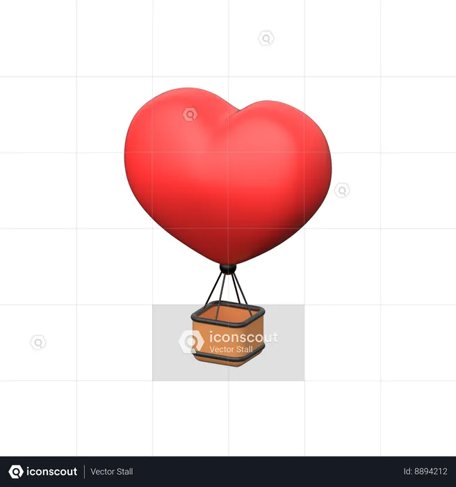 Love Air Balloon  3D Icon