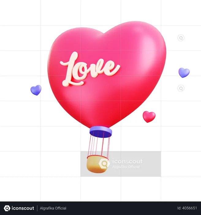 Love air balloon  3D Illustration