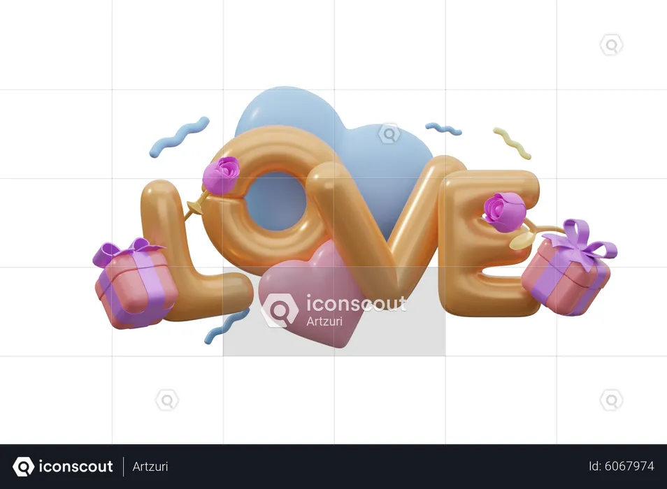 Love Balloons  3D Illustration