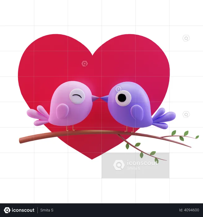 Love Birds  3D Illustration