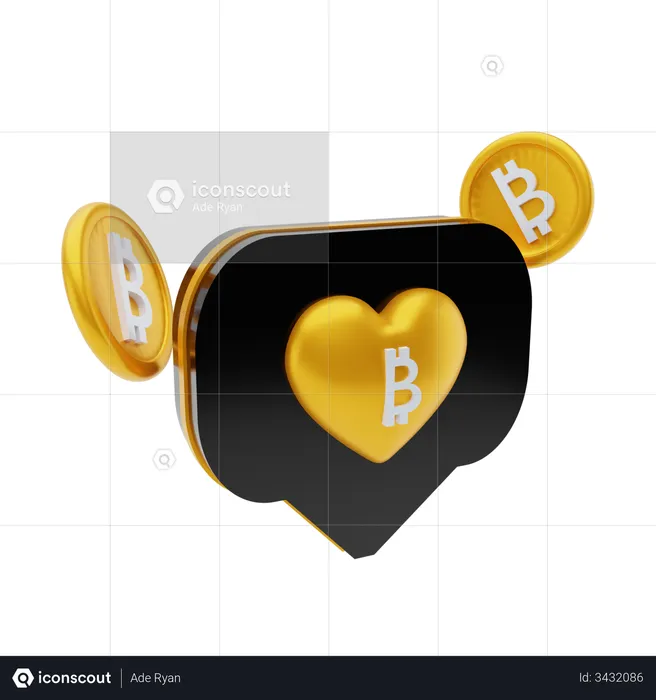 Love bitcoin  3D Illustration