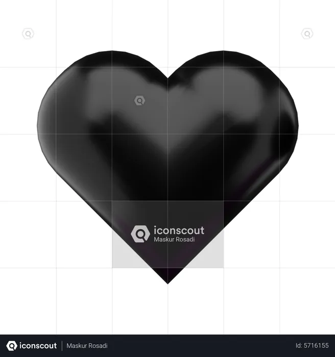 Love Black  3D Icon