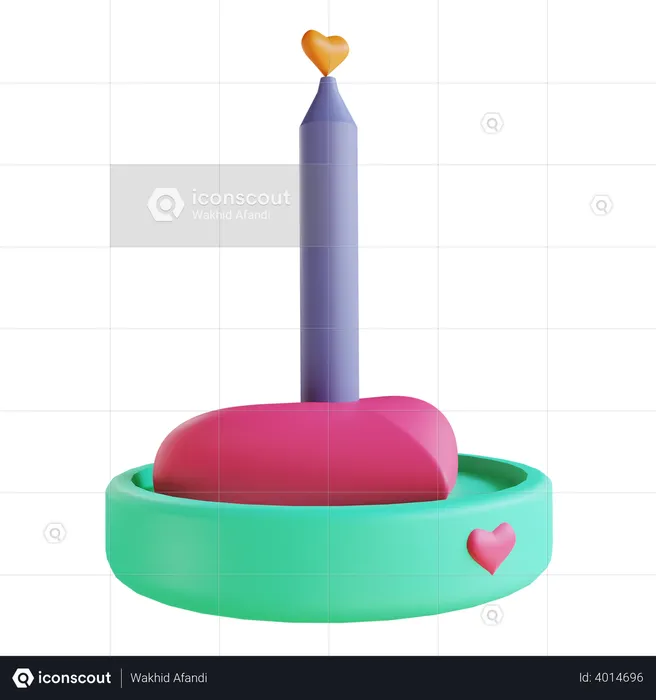 Love candle  3D Illustration