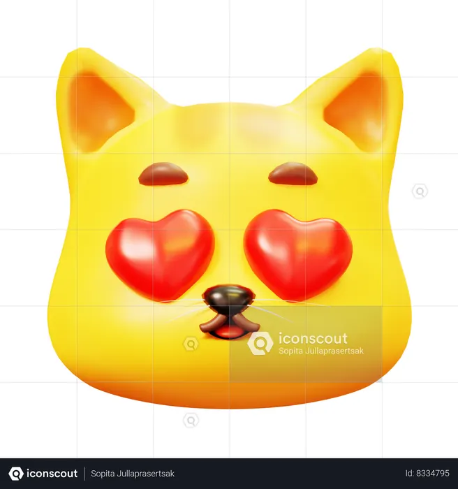 3D pouting cat PNG, SVG