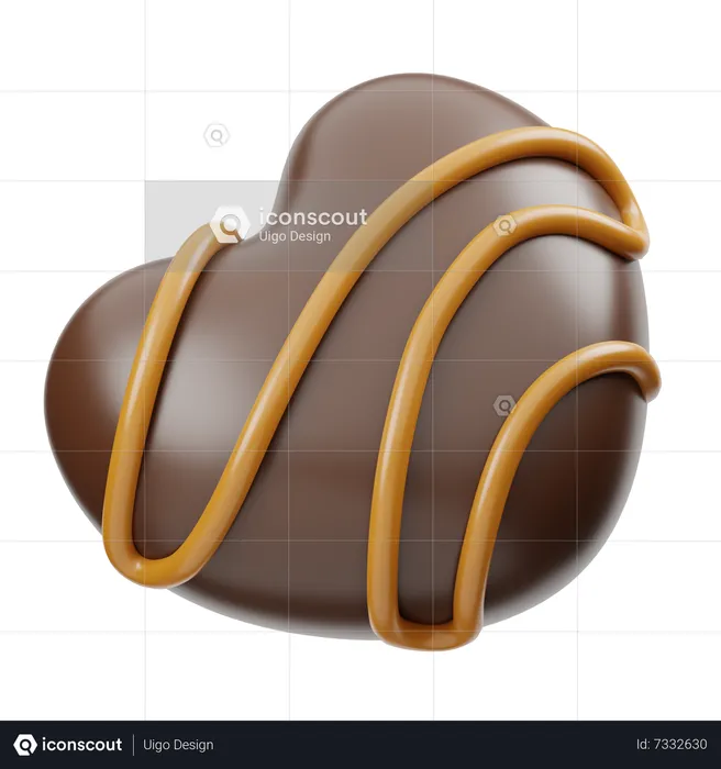 Love Chocolate With Caramel  3D Icon