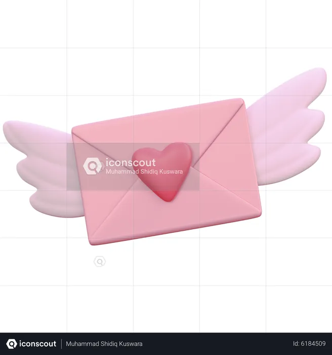 Love Letter With Wing  3D Icon