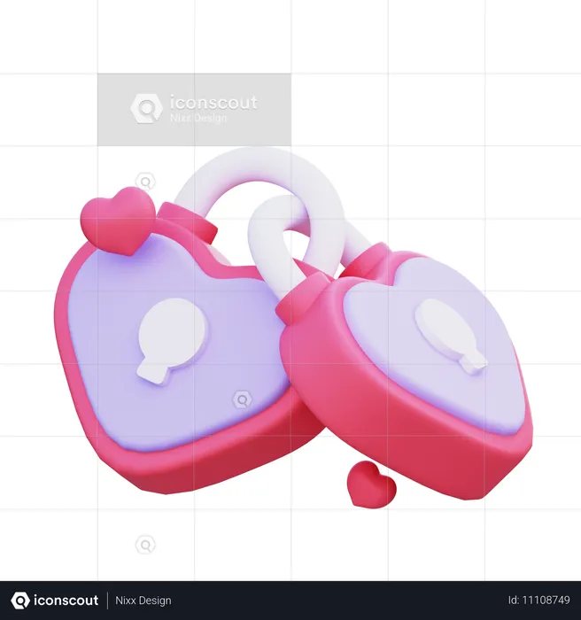 사랑의 자물쇠  3D Icon