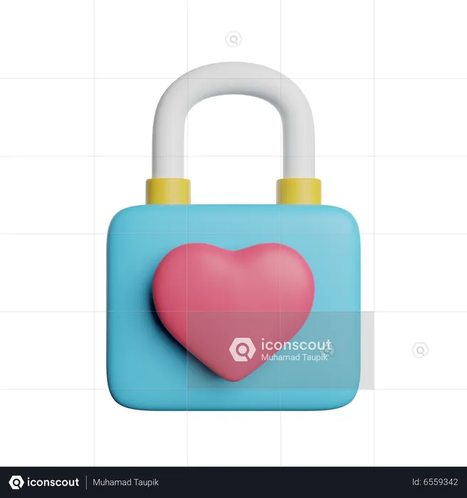 Love Padlock  3D Icon