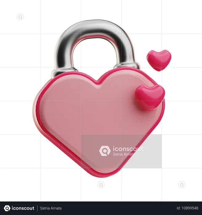 Love Padlock  3D Icon