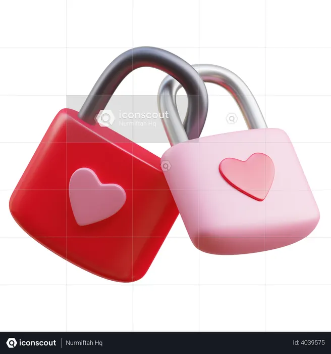 Love Padlock  3D Icon