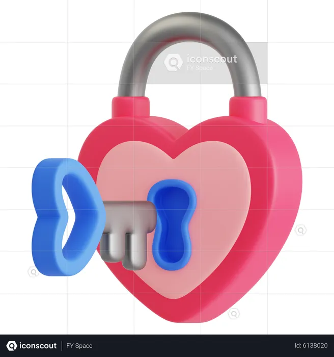 Love Padlock  3D Icon