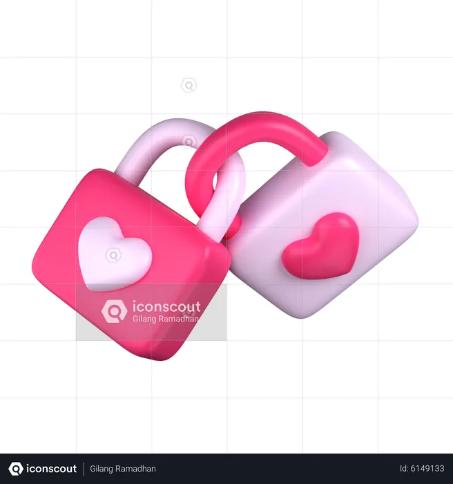Love Padlocks  3D Icon