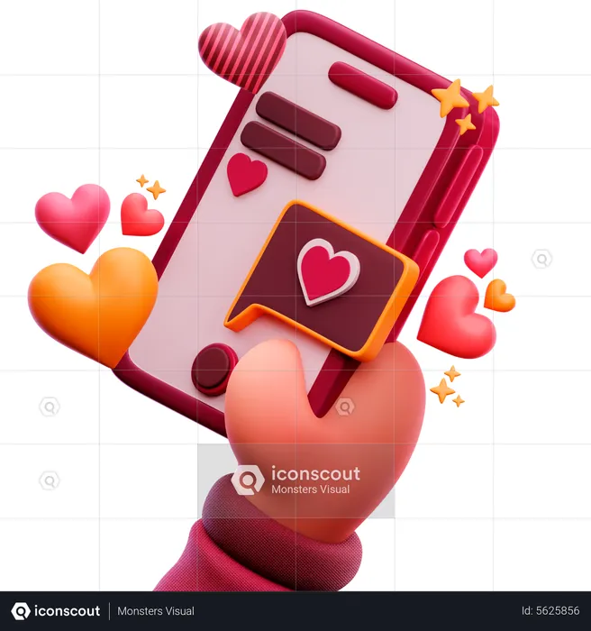Love Phone Message  3D Icon