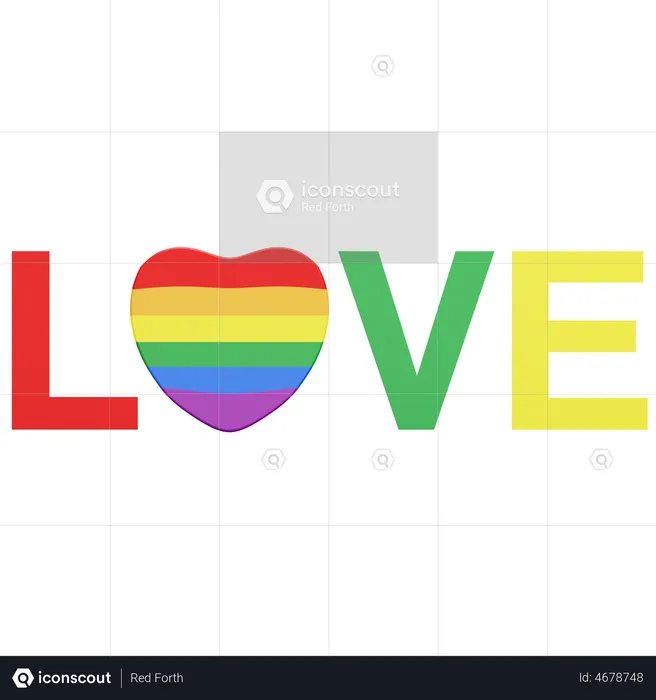 Love Rainbow Pride  3D Illustration