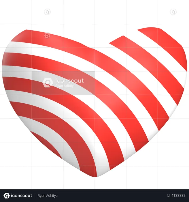 Love Red Stripe  3D Illustration