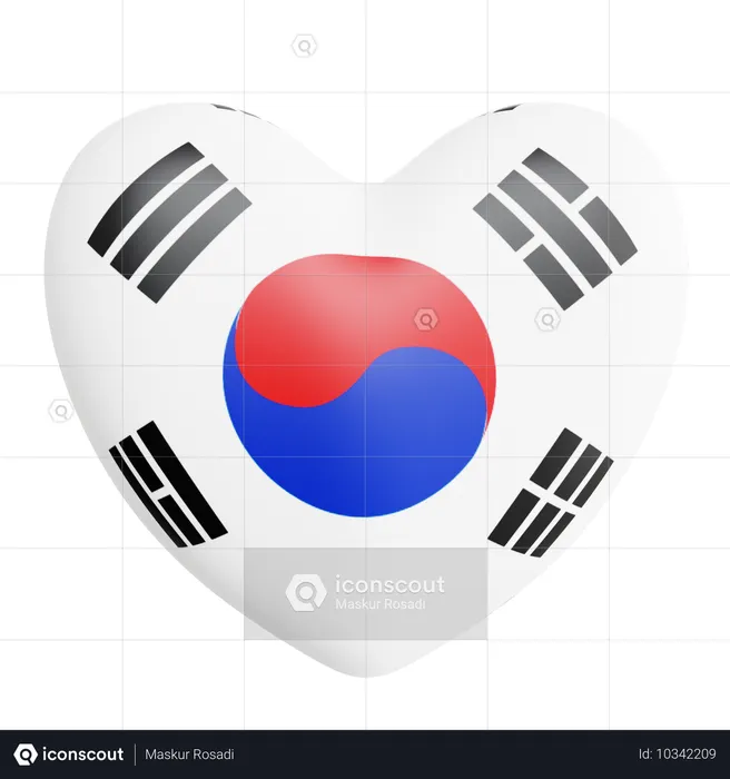 Love South Korea  3D Icon