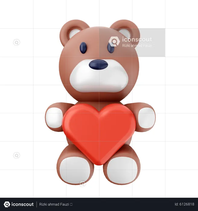 Love Teddy Bear  3D Icon