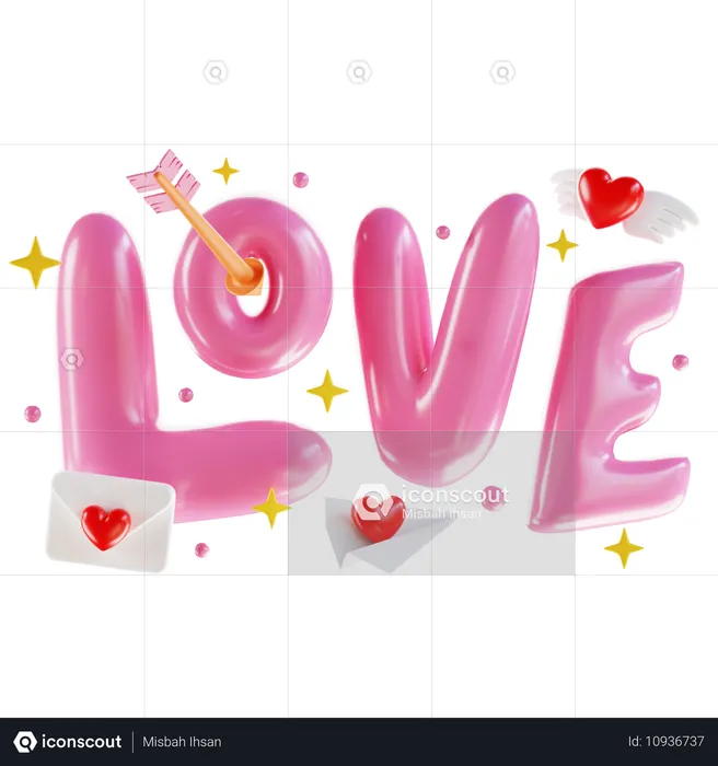 Love Text  3D Icon