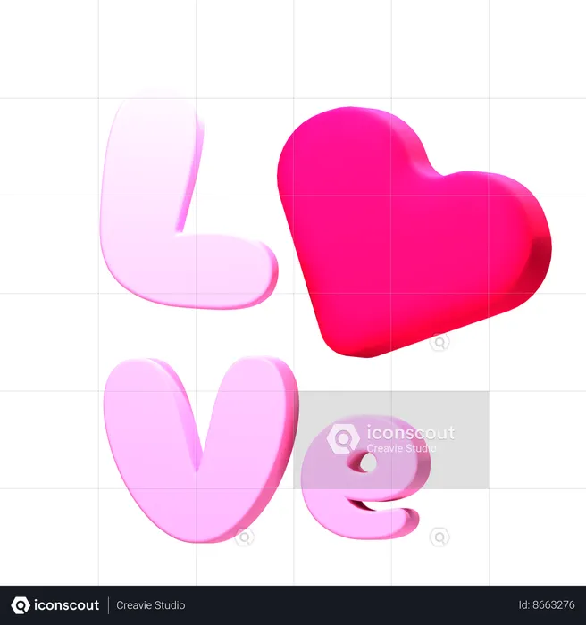 Love Text  3D Icon