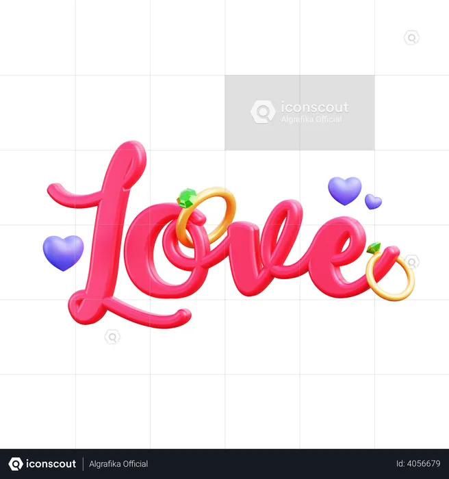 Love text  3D Illustration