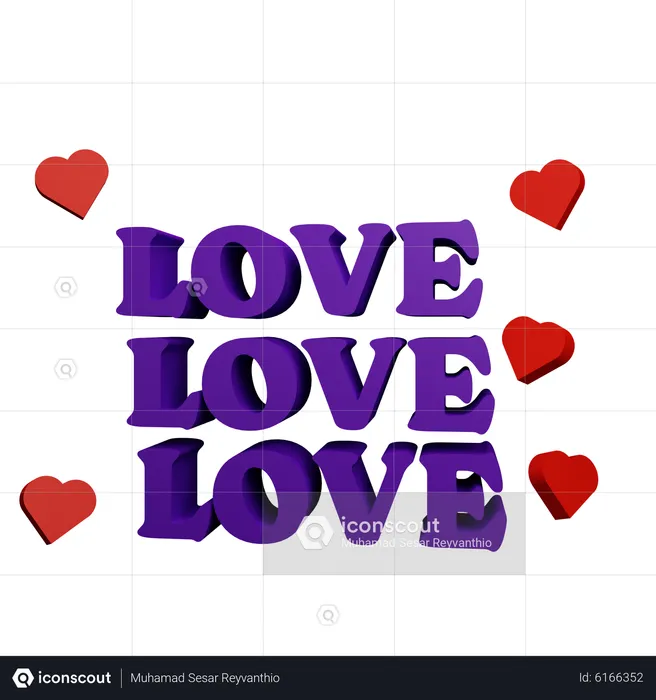 Love Text  3D Sticker