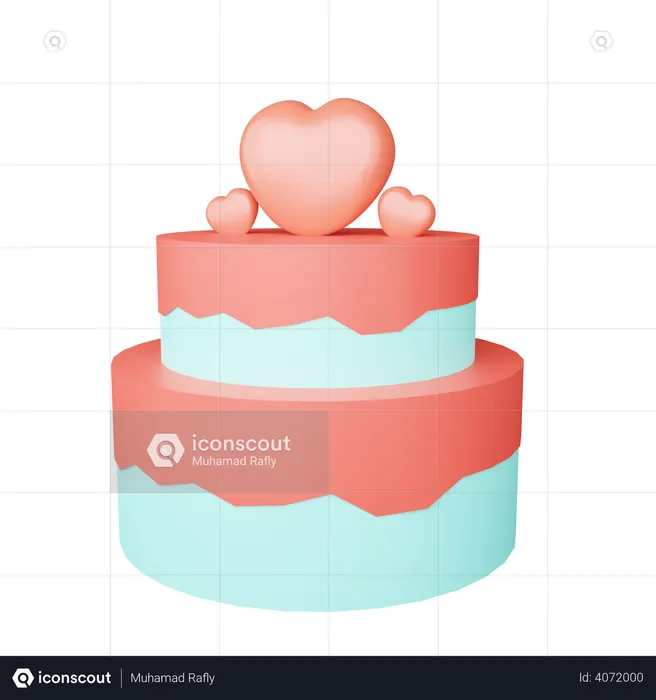 Love Wedding Cake  3D Illustration