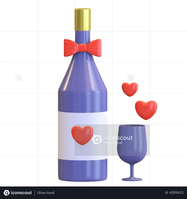 Love Wine  3D Illustration