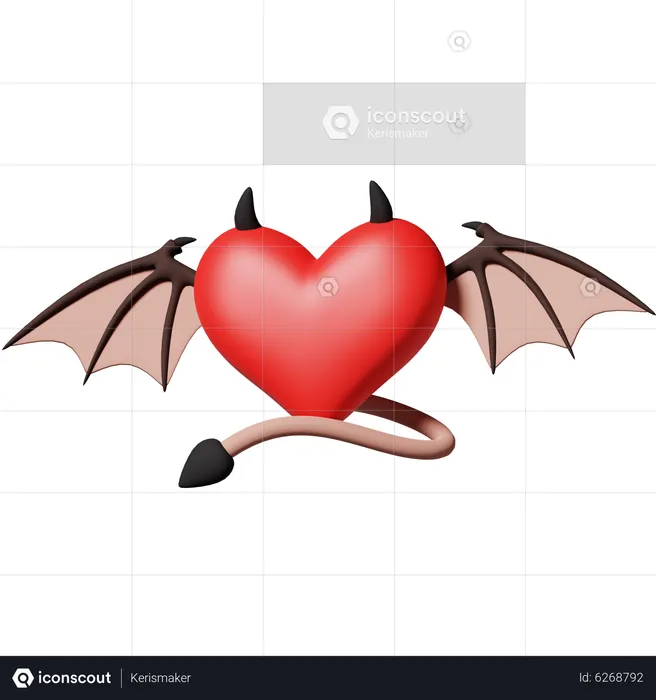 Love with devil wing  3D Icon