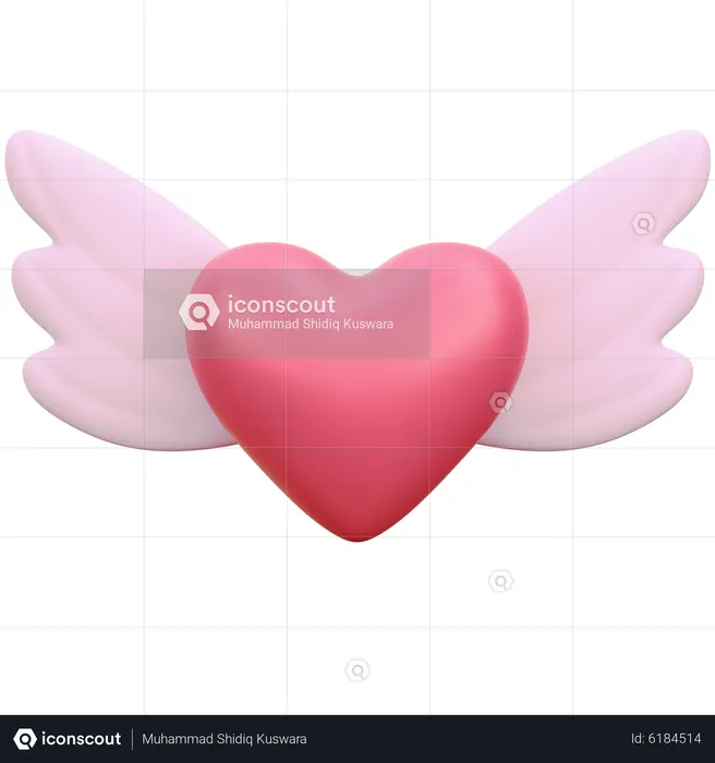 Heart With Wing  3D Icon