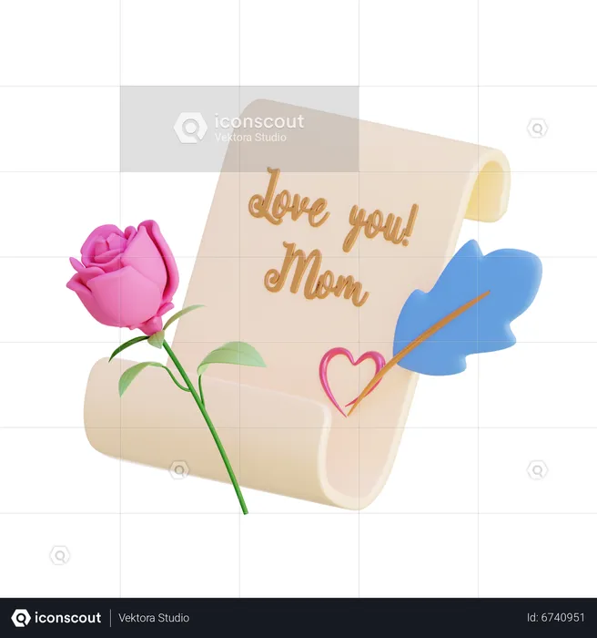 Love You Mom Letter  3D Icon
