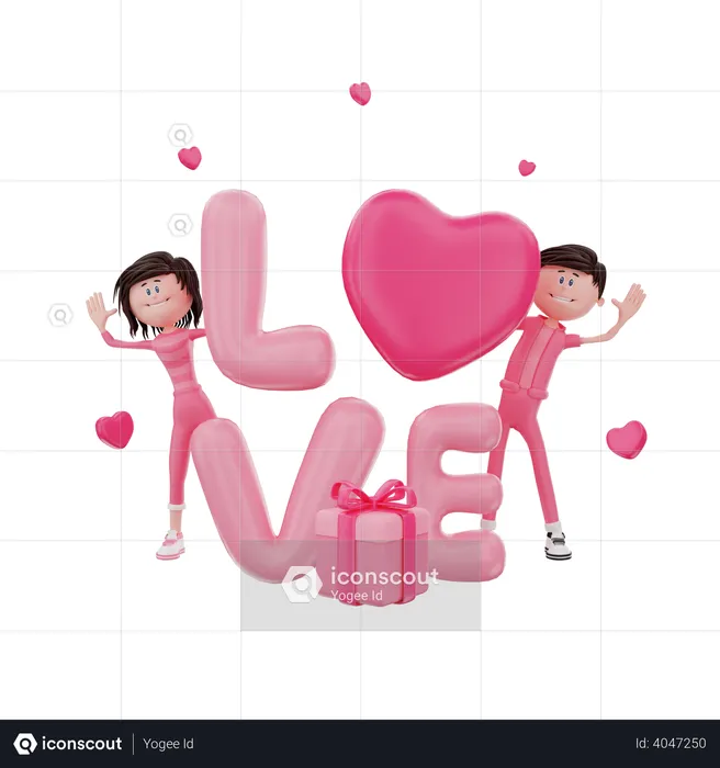 Lovely Couple  3D Illustration