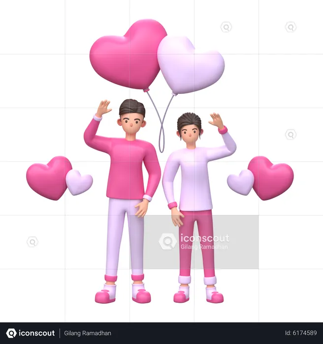 Lovely Couple celebrate valentines day  3D Illustration