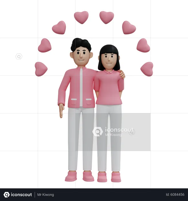 Lovely Couple enjoying valentine day together  3D Illustration