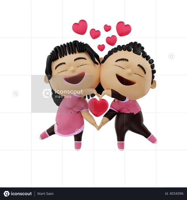 Loving Couple hugging  3D Illustration