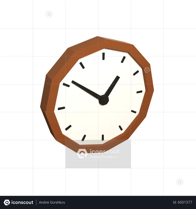 Low Poly Clock  3D Illustration