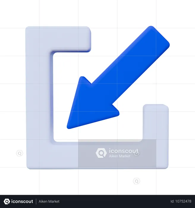 左下矢印  3D Icon