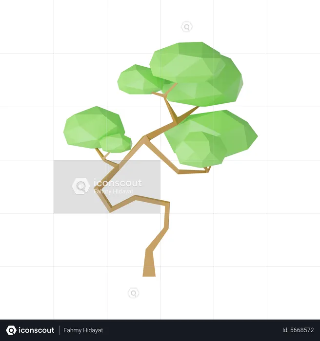 Árbol y rocas lowpoly  3D Icon