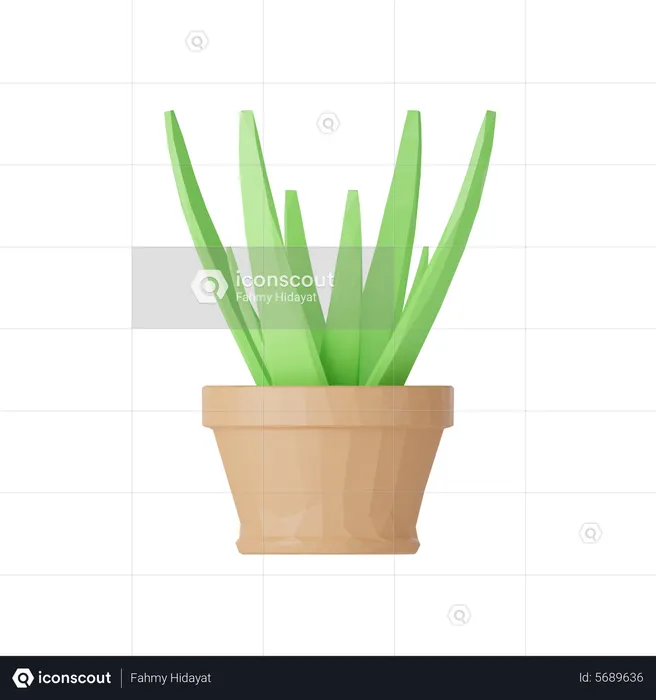 Planta e pedra lowpoly  3D Icon