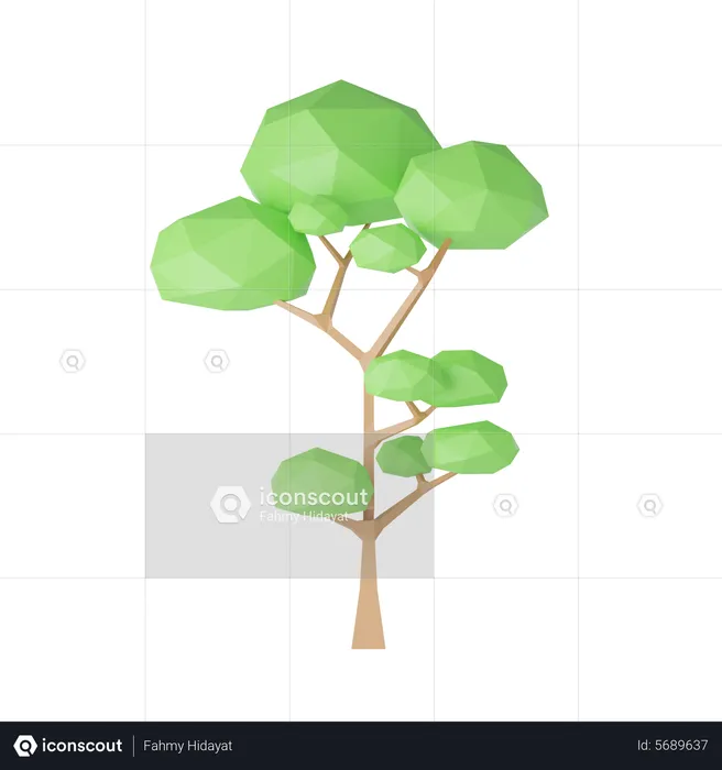 Planta y piedra lowpoly  3D Icon