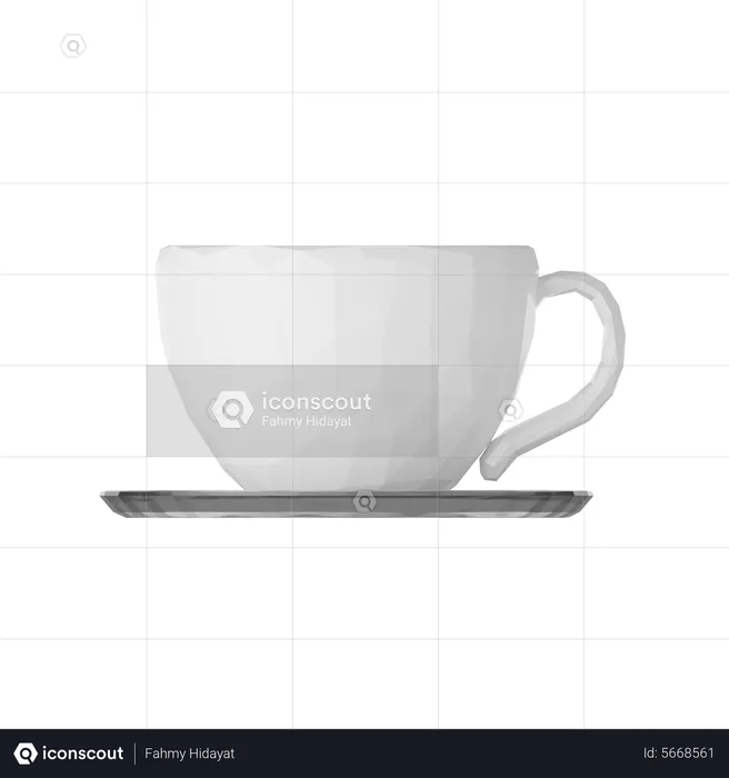 Lowpoly Tea Cup  3D Icon