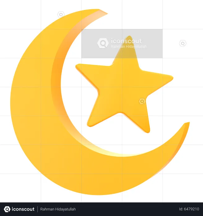 Lua crescente e estrela  3D Icon