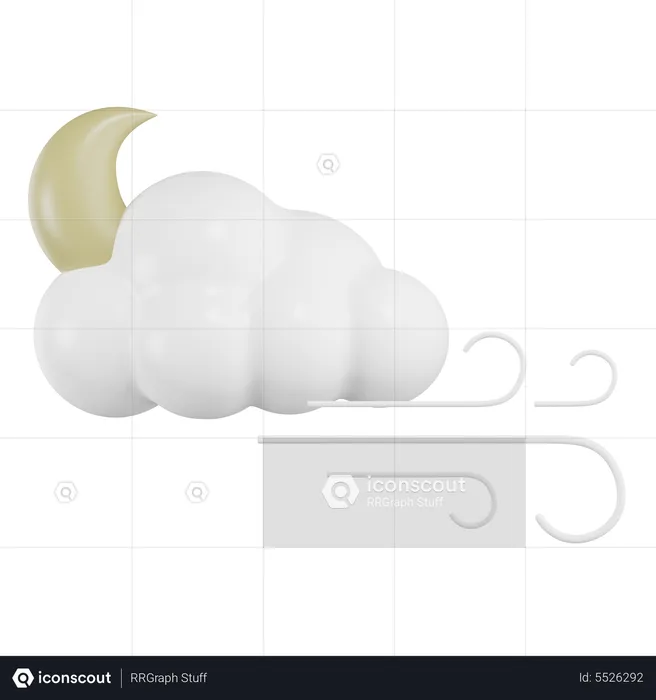 Nuvem de lua com vento  3D Icon