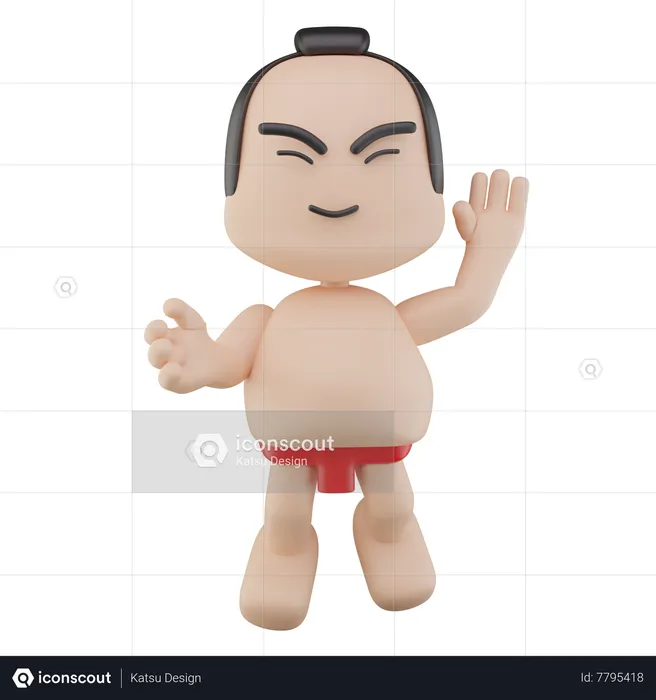 Luchador de sumo japonés  3D Illustration