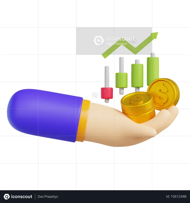 Lucro do mercado de ações  3D Icon