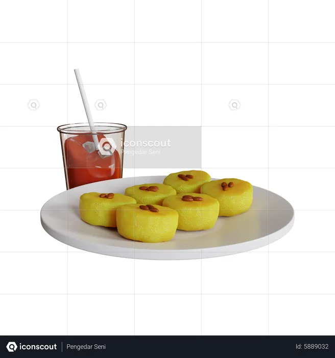 Gâteau lumpur et thé glacé  3D Icon