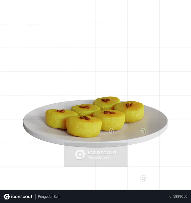 Lumpur Cake On A Plate  3D Icon