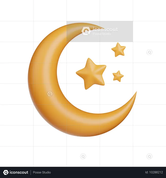 Luna con estrellas  3D Icon