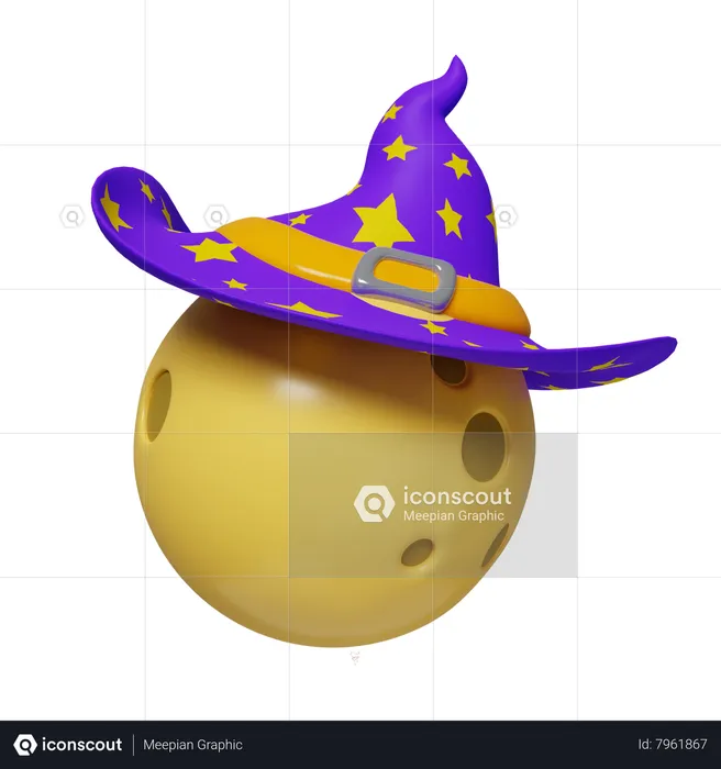 Luna con sombrero  3D Icon